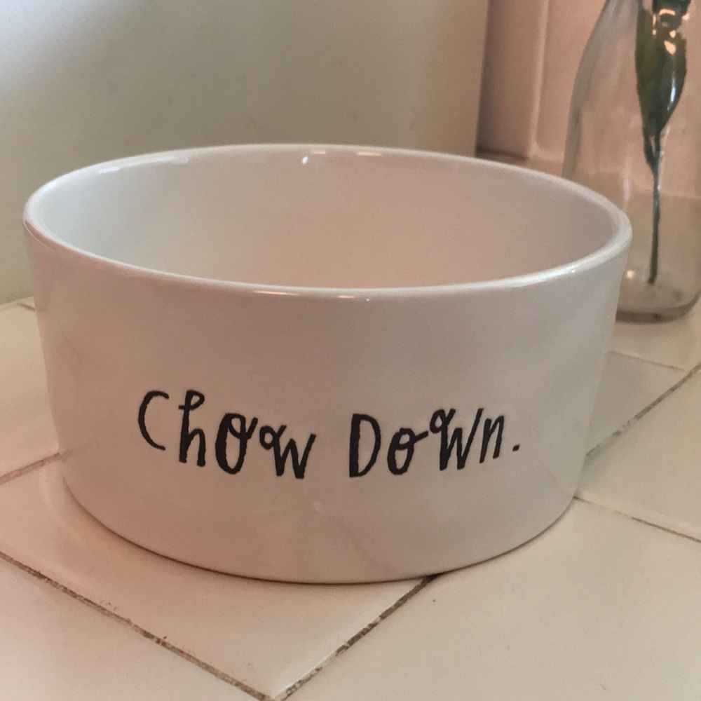 Rae Dunn “chow down.” bowl
